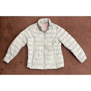Eddie Bauer Lightweight Puffer Jacket Womens Large Mint EB650 Zip Down Feather
